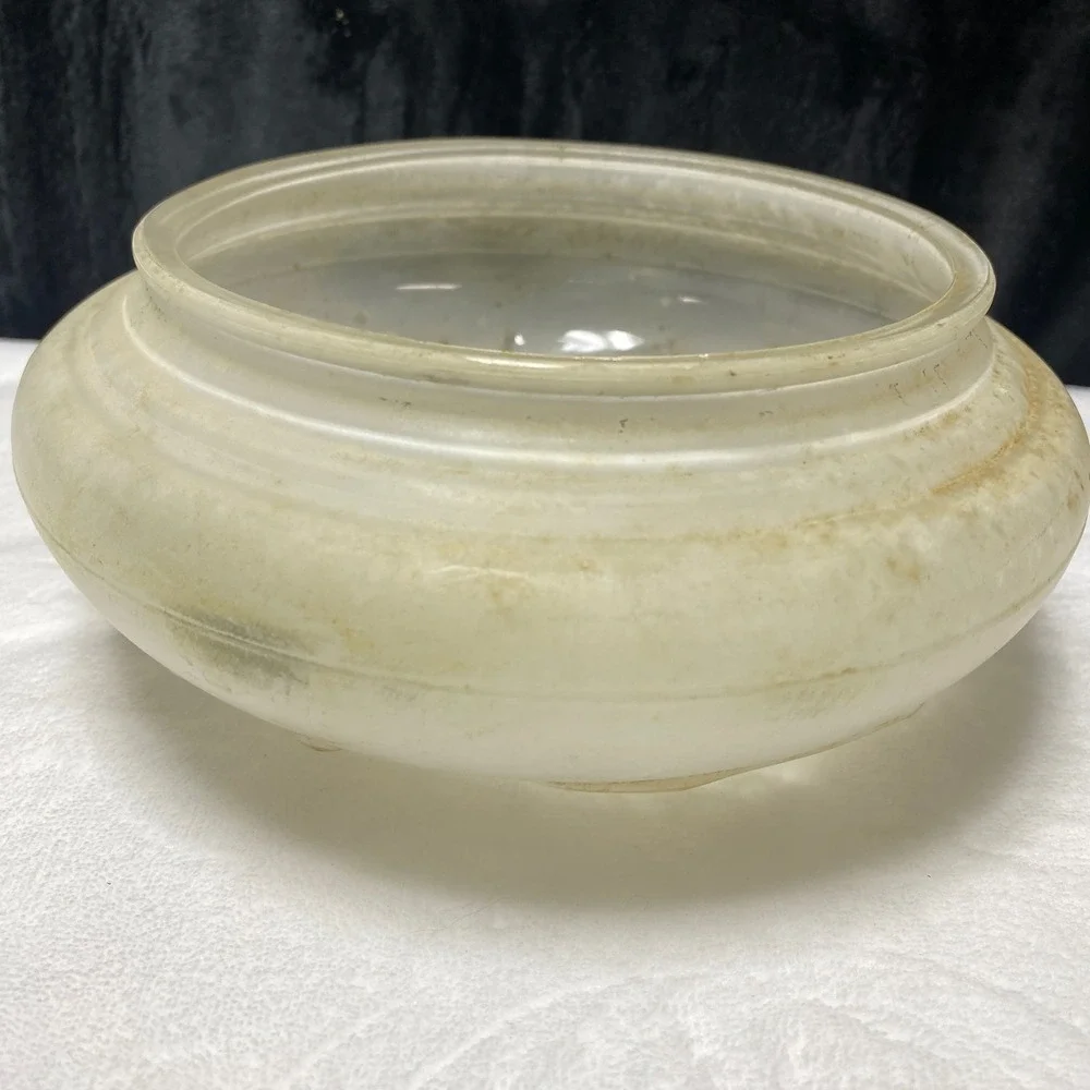 Vintage MCM Frosted Glass Dome Embossed Grapes Vine Light Fixture Cover‎ Globe